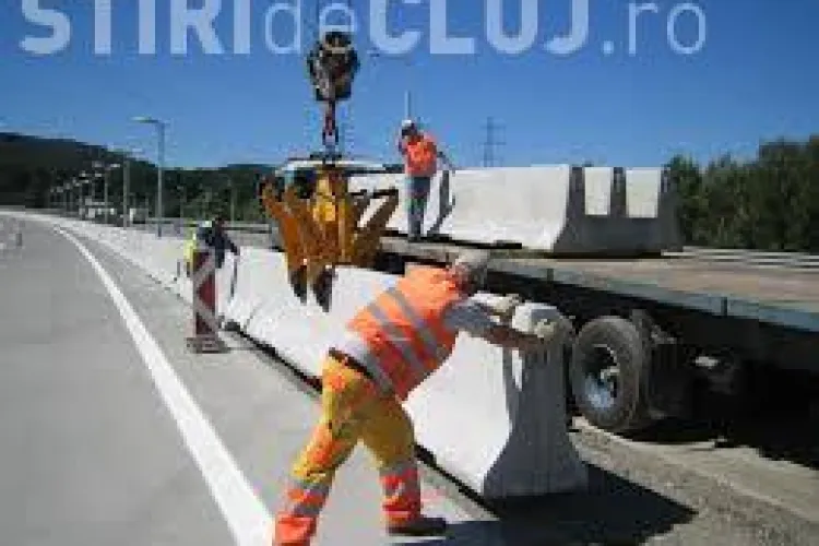 Cluj: Continuă montarea parapetelor de beton și pe DN 1F