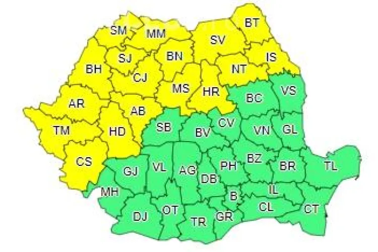 Mai mult de jumătate de țară sub cod galben de ploi! Clujul este afectat