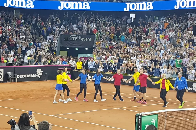 Halep a câștigat. Am învins Elveția. De emoții, a uitat să îl salute pe Emil Boc, dar a revenit - VIDEO