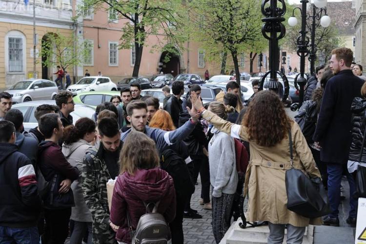 Studenții de la UBB Cluj au protestat față de tăierea finanțării