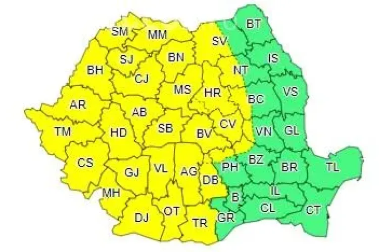 Nu-ți uita umbrela acasă! ANM anunță COD GALBEN de vreme rea în aproape toată țara, iar Clujul este afectat