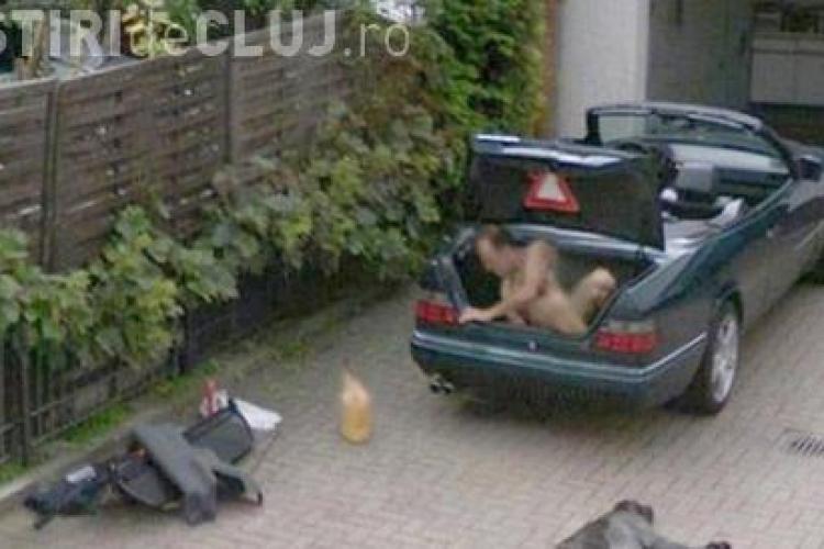 Un barbat gol-golut, surprins de Google Street View intr-un portbagaj - FOTO