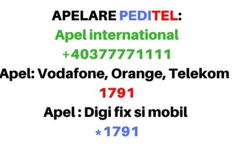   PEDITEL 1791 poate fi apelat de oriunde în lume, cu tarif normal