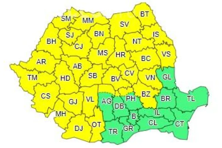 Aproape toată țara sub COD GALBEN de furtuni. Vezi ce anunță meteorologii