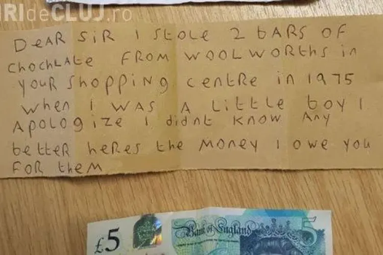 În 1975, a furat două ciocolate dintr-un magazin, iar acum a trimis o scrisoare de iertare