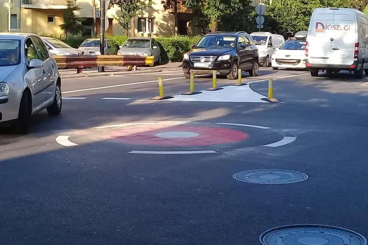 La Cluj-Napoca, a apărut un sens giratoriu desenat pe asfalt - FOTO