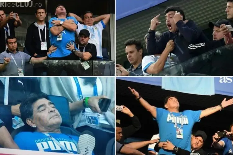 Maradona, dus pe pe braţe din tribună, după meciul Argentina - Nigeria