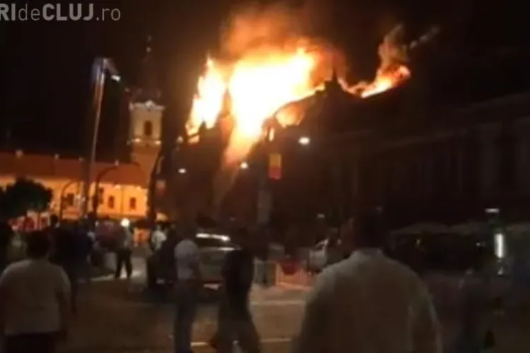 Incendiu în Oradea. Arde Palatul Episcopiei Greco-Catolice din Oradea - VIDEO