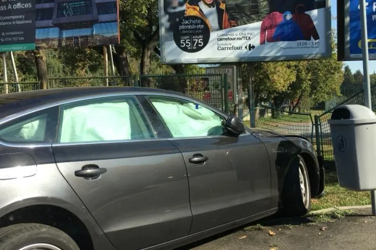 Accident în sensul giratoriu de la Cora. A reușit să rateze ieșirea - FOTO