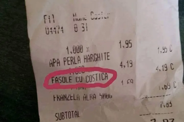 Viața bate filmul! A luat fasole cu costiță, dar a primit acest bon - FOTO