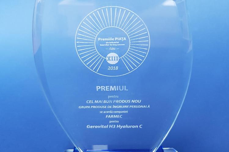 Pentru al doilea an consecutiv, Farmec obține titlul de „Cel mai bun produs nou” pentru Gerovital H3 Hyaluron C (P)
