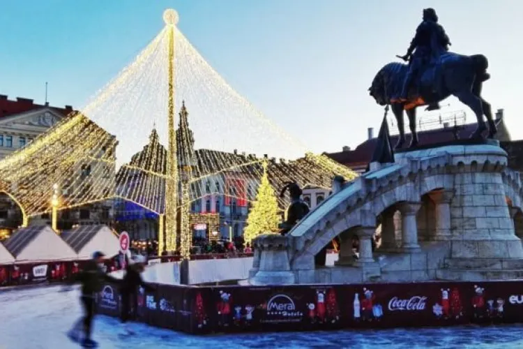 Intrare gratuită la patinoarul din centrul Clujului pe 31 decembrie. Care este programul