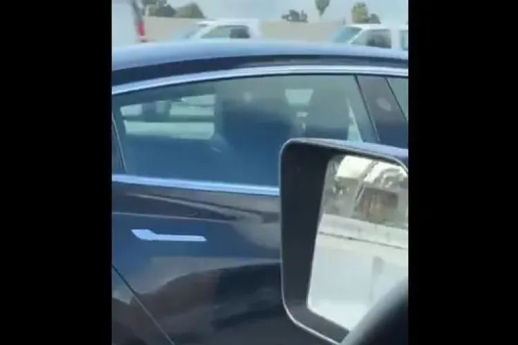 Șofer surprins dormind la 120 km pe oră. Mașina Tesla se conduce singură - VIDEO