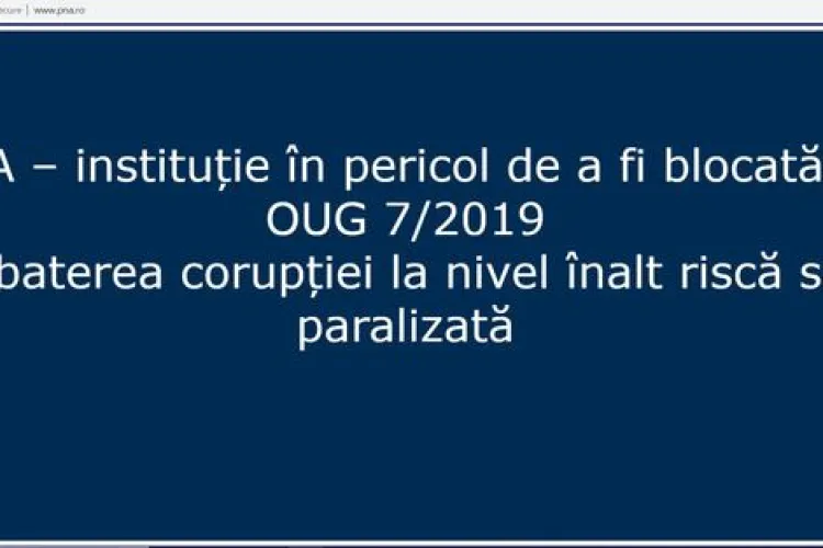 Mesajul DUR afișat pe site-ul DNA: Instituţie în pericol de a fi blocată de OUG 7/2019