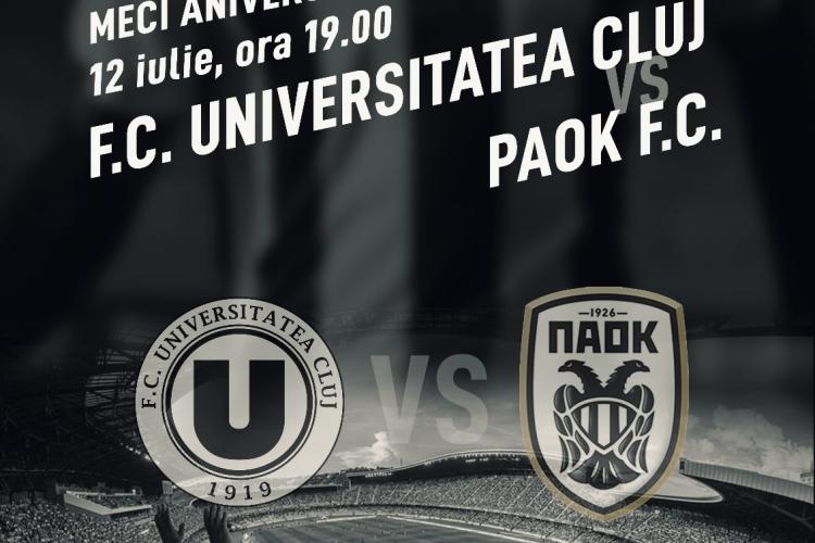 Meci aniversar pentru aniversarea a 100 ani de ”U” Cluj, împotriva echipei PAOK Salonic