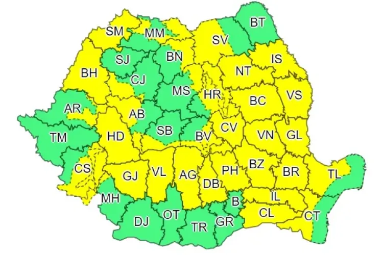 COD GALBEN de furtuni în mai multe județe din țară. Clujul e afectat
