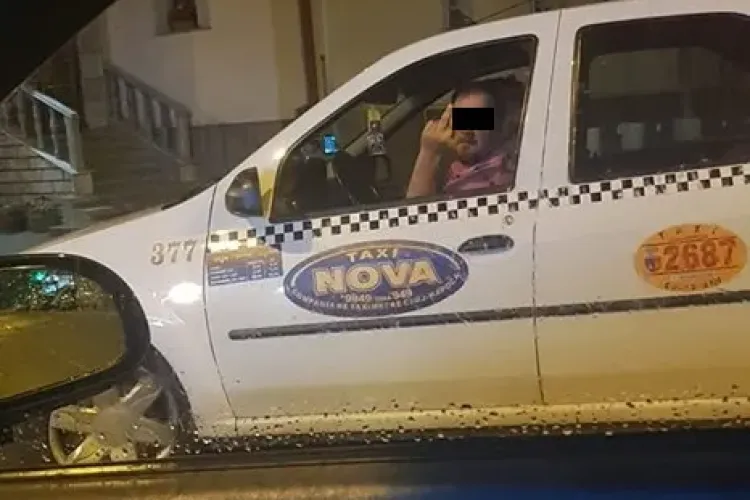Cluj - Taximetrist făcând semne obscene unuia de la Uber. Reacții halucinante - FOTO