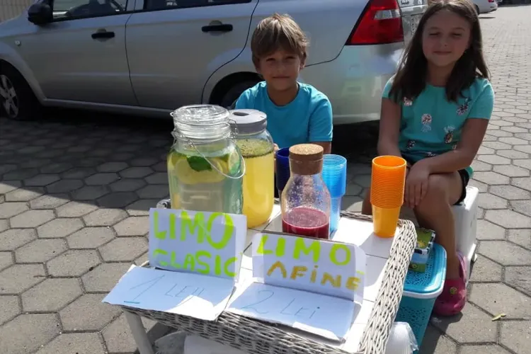 Doi copii din Cluj-Napoca vând limonadă în Borhanci. Au propria afacere - FOTO