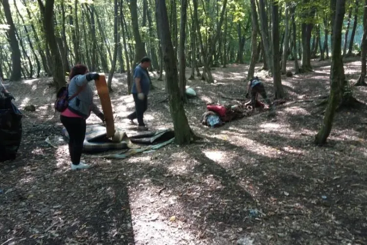 Acțiune de curățenie în pădurea de lângă zona ”La Terenuri”, după ce s-au plâns cetățenii FOTO