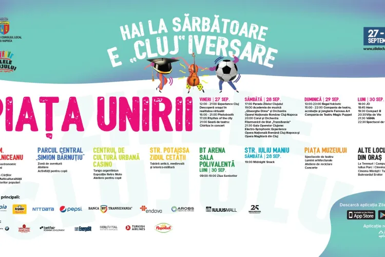 Încep Zilele Clujului 2019! PROGRAMUL festivalului care ia startul vineri, 27 septembrie