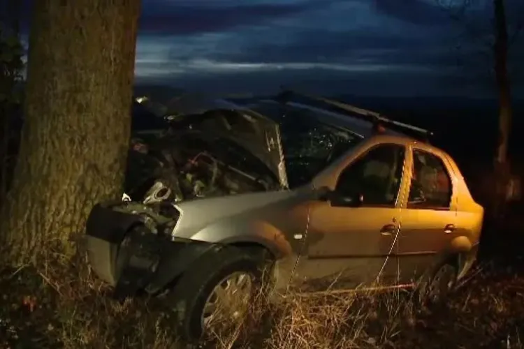 La un pas de tragedie, pe un drum din Cluj! Doi frați au ajuns la spital după ce au intrat cu mașina într-un copac