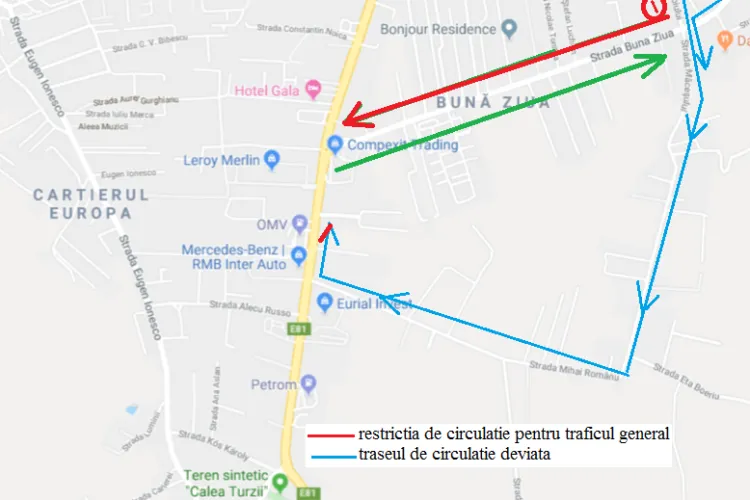 ATENȚIE, șoferi! Se închide temporar un sens de circulație pe strada Bună Ziua