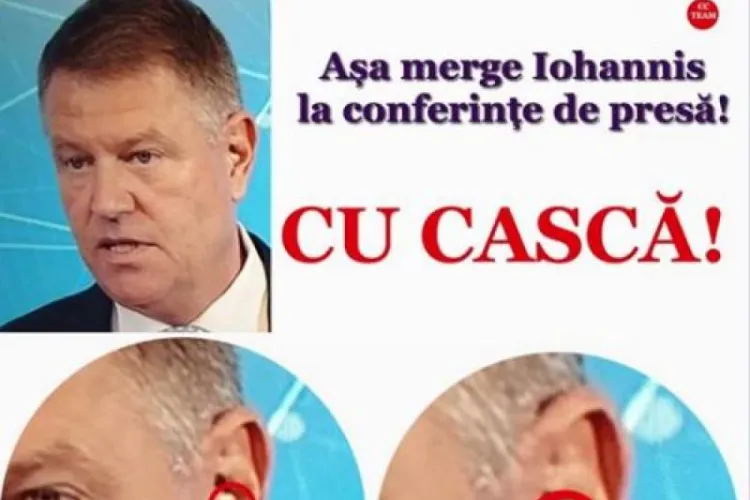 PSD a distribuit un fake news despre casca din urechea lui Klaus Iohannis, prin care i se șoptea - FOTO și VIDEO
