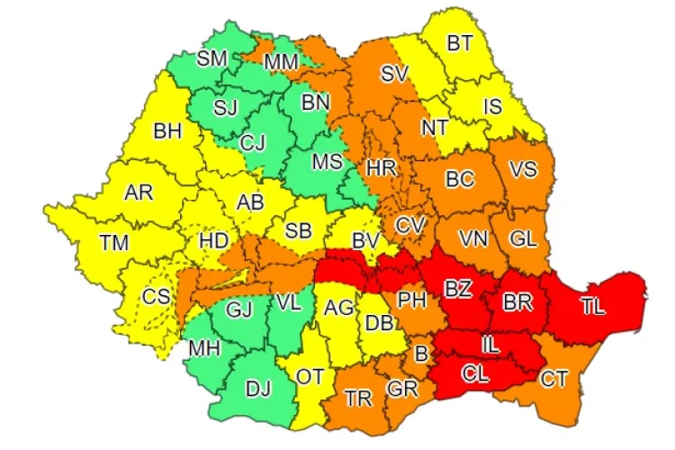 ALERTĂ de vreme severă în aproape toată țara! Mai multe județe sunt sub COD ROȘU