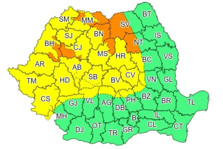 COD PORTOCALIU de vreme rea în Cluj și alte șase județe! Ce anunță meteorologi