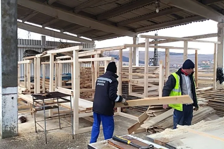 Se pun foișoare pe lacul de la Câmpenești - FOTO