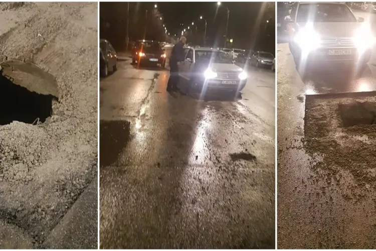 Mașini distruse pe Dorobanților de un canal descoperit - FOTO