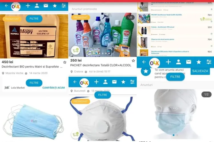 OLX  a scos toate anunțurile care încurajează specula cu măști, geluri anti-bacteriene și alte produse medicale