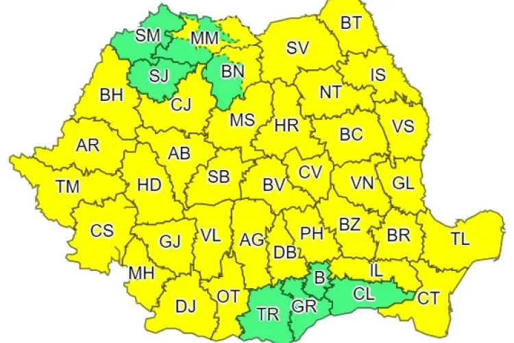Cod galben de vijelii și vreme rea în toată țara. Se anunță și ninsori