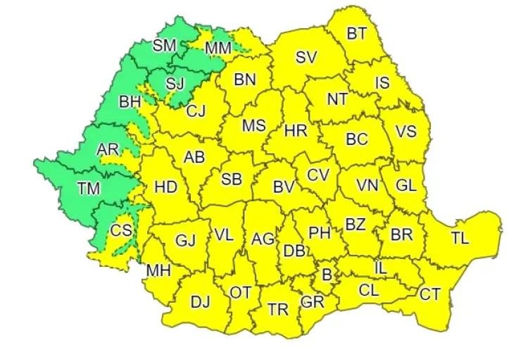 Cod galben de ploi și vreme rea în aproape toată țara! Vezi ce anunță ANM