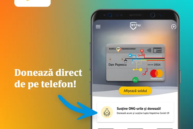 Donații prin telefon pentru lupta împotriva COVID-19, cu BT Pay