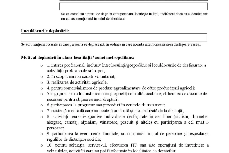 Descarca NOUA declarație pe proprie răspundere necesară pentru a ieși din localitate