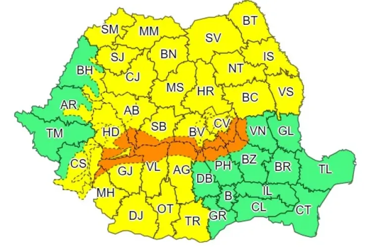 COD GALBEN de vijelii și vreme rea în aproape toată țara. Ce anunță meteorologii