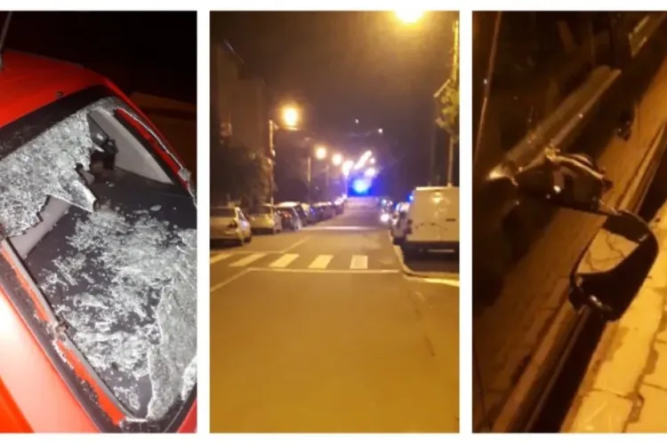CLUJ: Tânăr prins de polițiști după ce a distrus peste 10 mașini. Le spărgea parbrizele cu un bolovan VIDEO