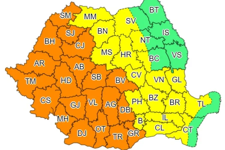 Se anunță din nou furtuni la Cluj! Cod PORTOCALIU de ploi torențiale