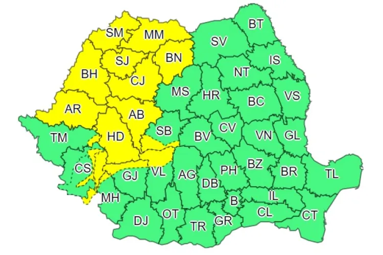Nu scăpăm de vremea rea! Cod galben de ploi torențiale în Cluj și alte județe din țară