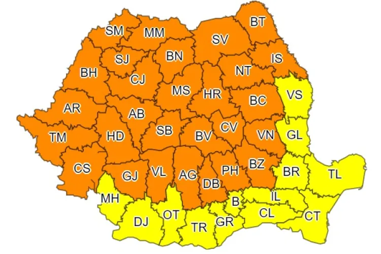 Țara e din nou sub cod portocaliu de furtuni! Ce anunță meteorologii