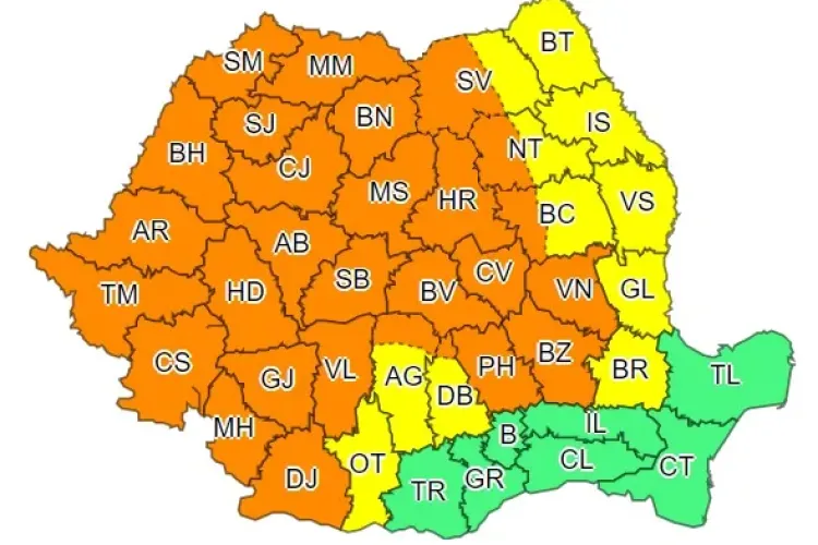 Aproape toată țara sub cod portocaliu de ploi. Ce anunță meteorologii