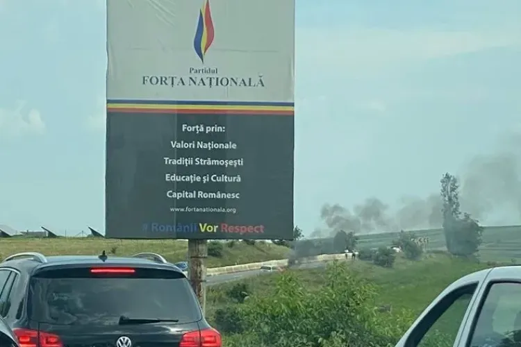 Incendiu de mașină pe drumul Cluj-Turda. Traficul a fost blocat FOTO