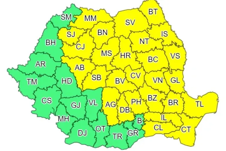 Nu scăpăm de ploi nici la începutul săptămânii. Cod galben în aproape toată țara