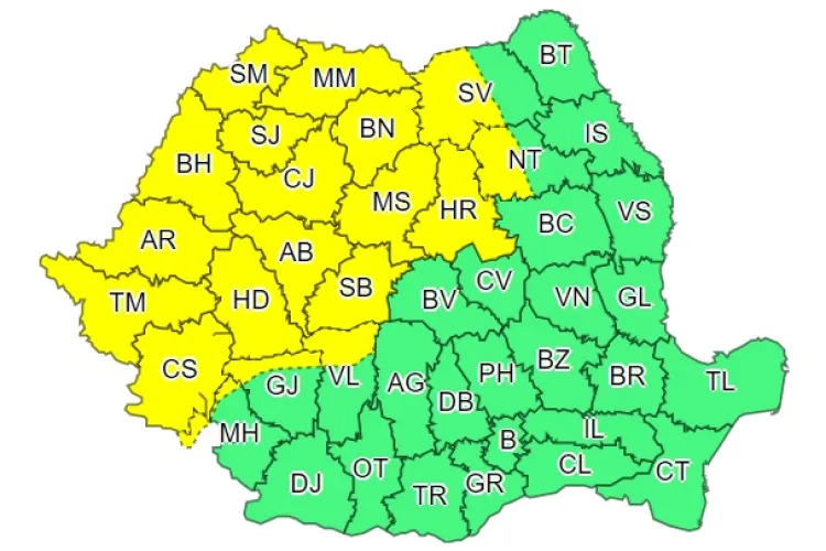 Avertisment de furtuni în Cluj și aproape jumătate de țară. Când intră în vigoare