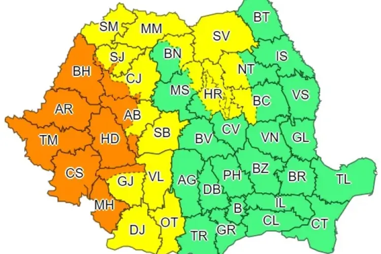 Cod portocaliu de furtuni în Cluj și mai multe județe din țară. Ce anunță ANM