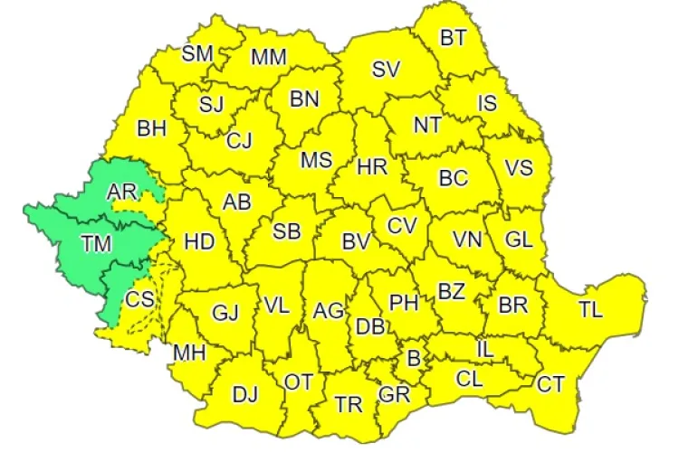 Cod galben de vreme rea în toată țara! Se anunță ploi puternice, vijelii și scăderi bruște ale temeperaturilor