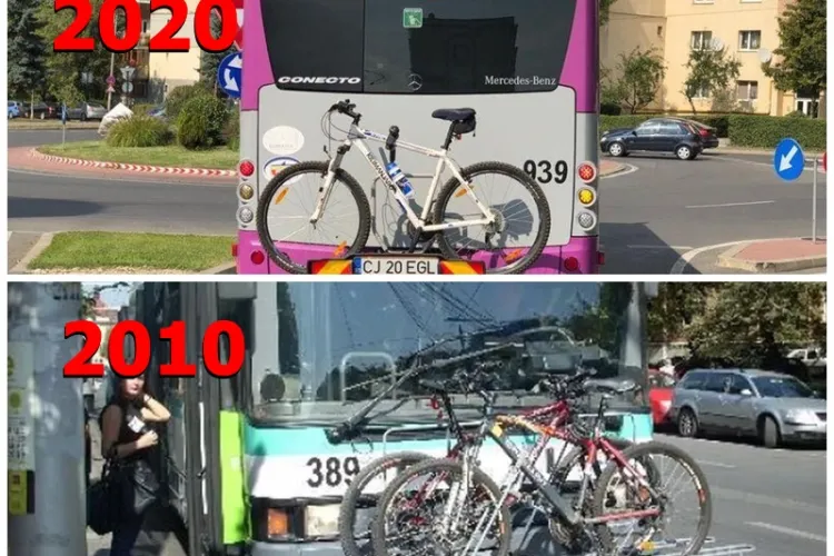 Inovația lui Boc, făcută de Apostu acum 10 ani: Suporturi pentru biciclete pe mijloacele de transport în comun - FOTO