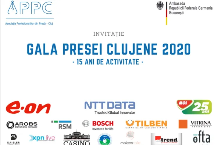 Gala Presei Clujene 2020, transmisă online. APPC va da premii și va lansa ediția aniversară a Anuarului