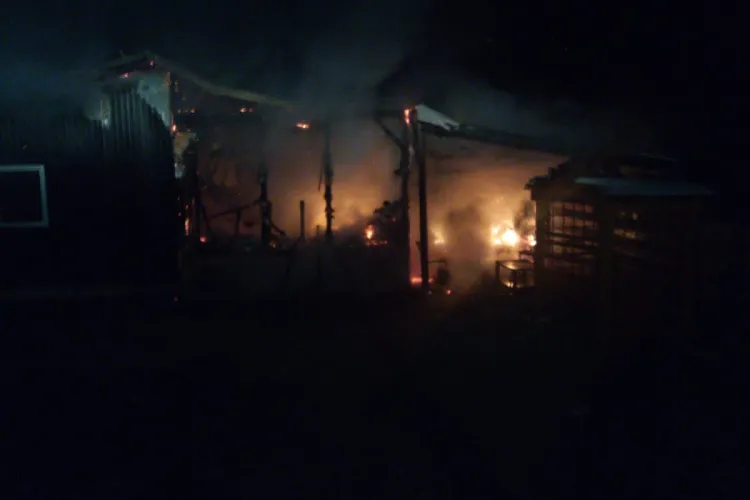 Cluj: Cabană mistuită de flăcări în toiul nopții, la Ciucea (Vânători-Poic) - FOTO